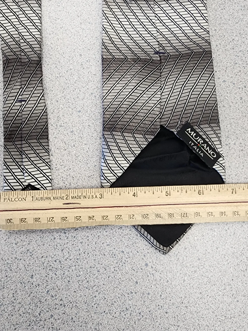 Murano Italia Gray Ombre Chevron Stripe Silk Necktie